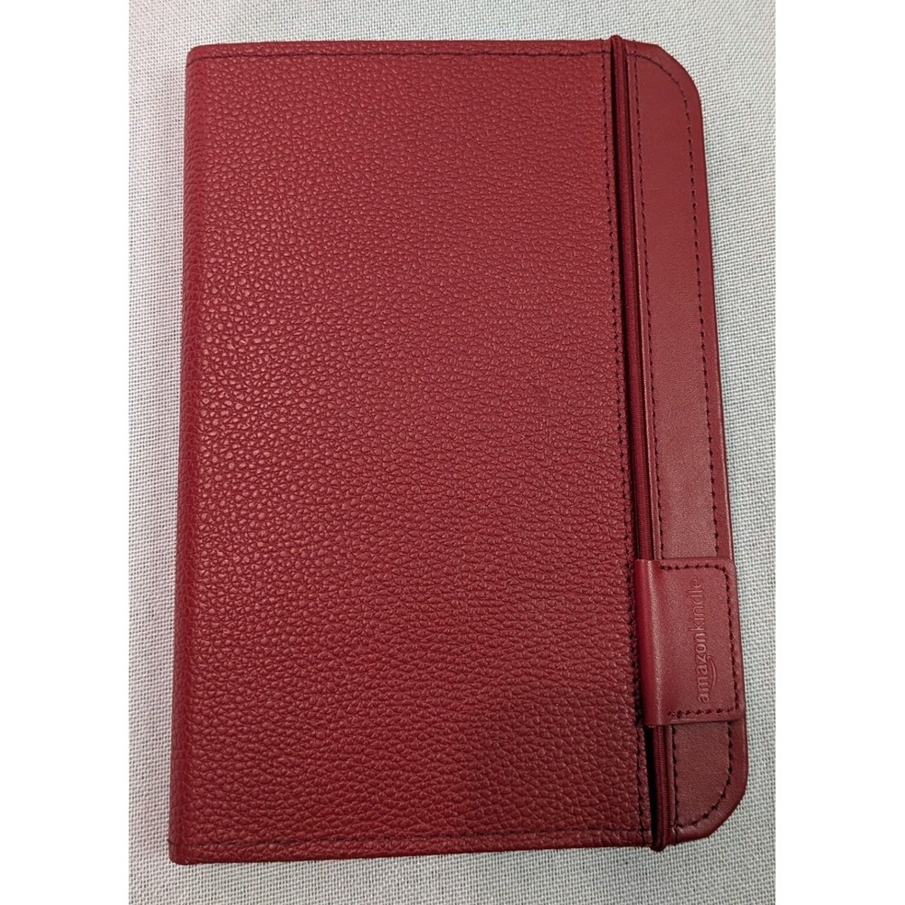 Amazon Kindle Keyboard 3rd Gen E-Reader Burgundy Leather Lighted Cover Excellent